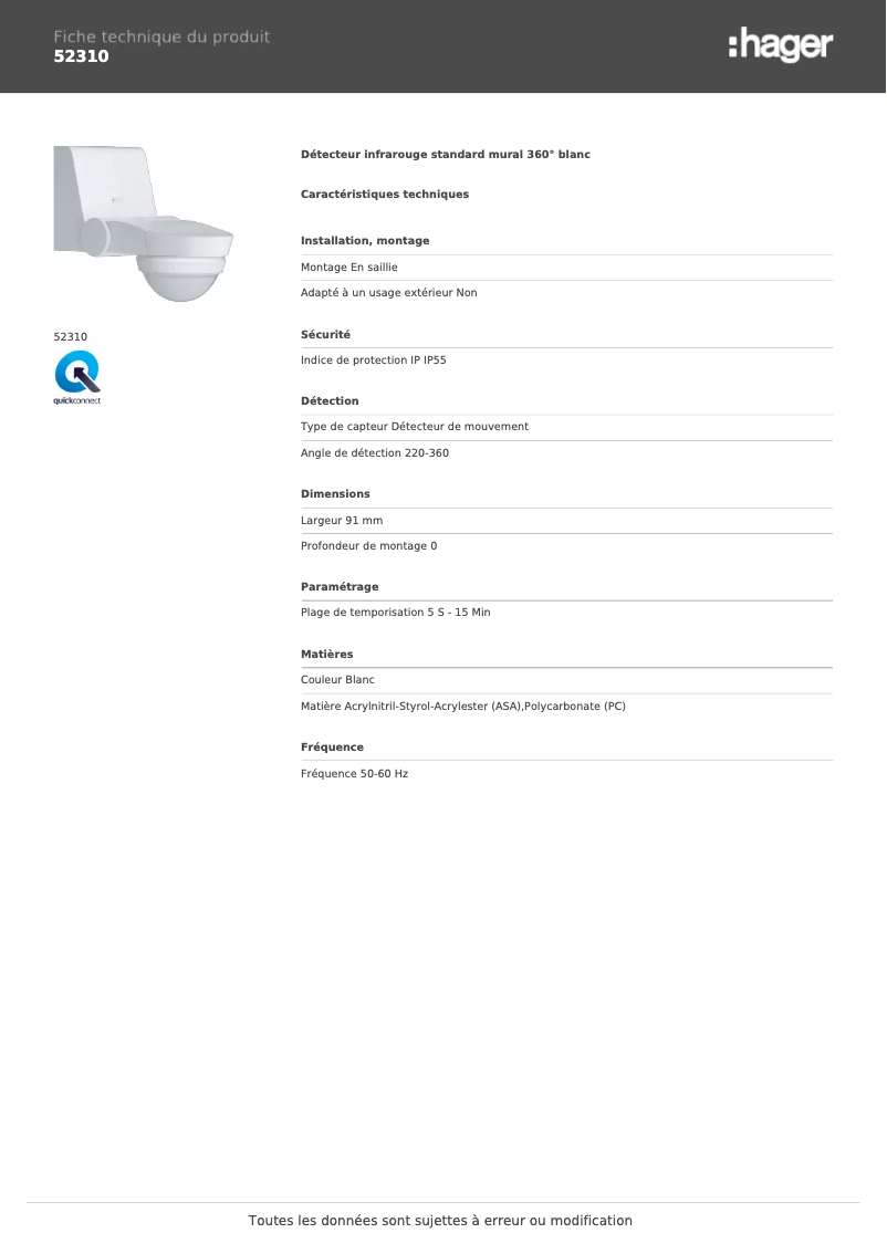 First page image of the manual for 52310