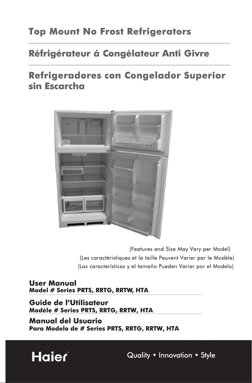 First page image of the manual for RRTW18VABW