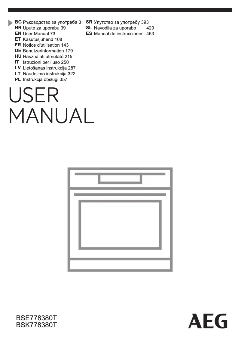 Page 1 of the manual User Manual AEG BSE778380T