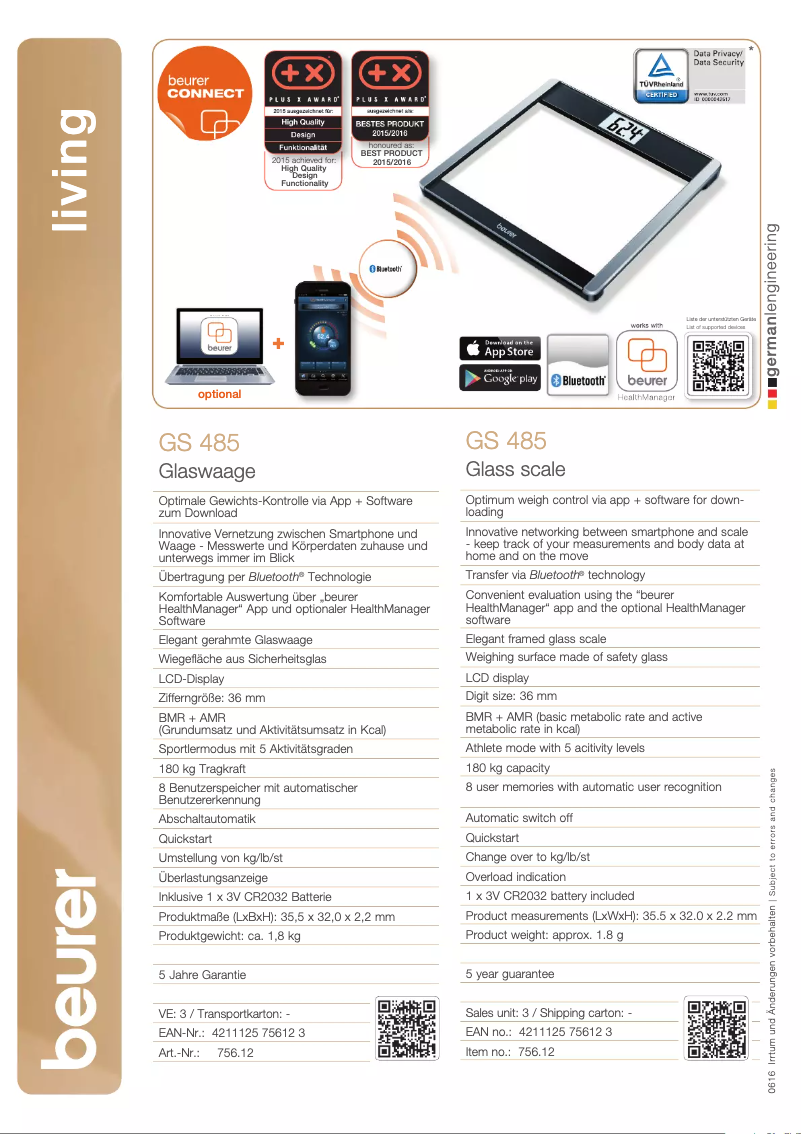 First page image of the manual for GS 485