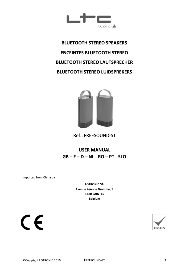 First page image of the manual for FREESOUND ST