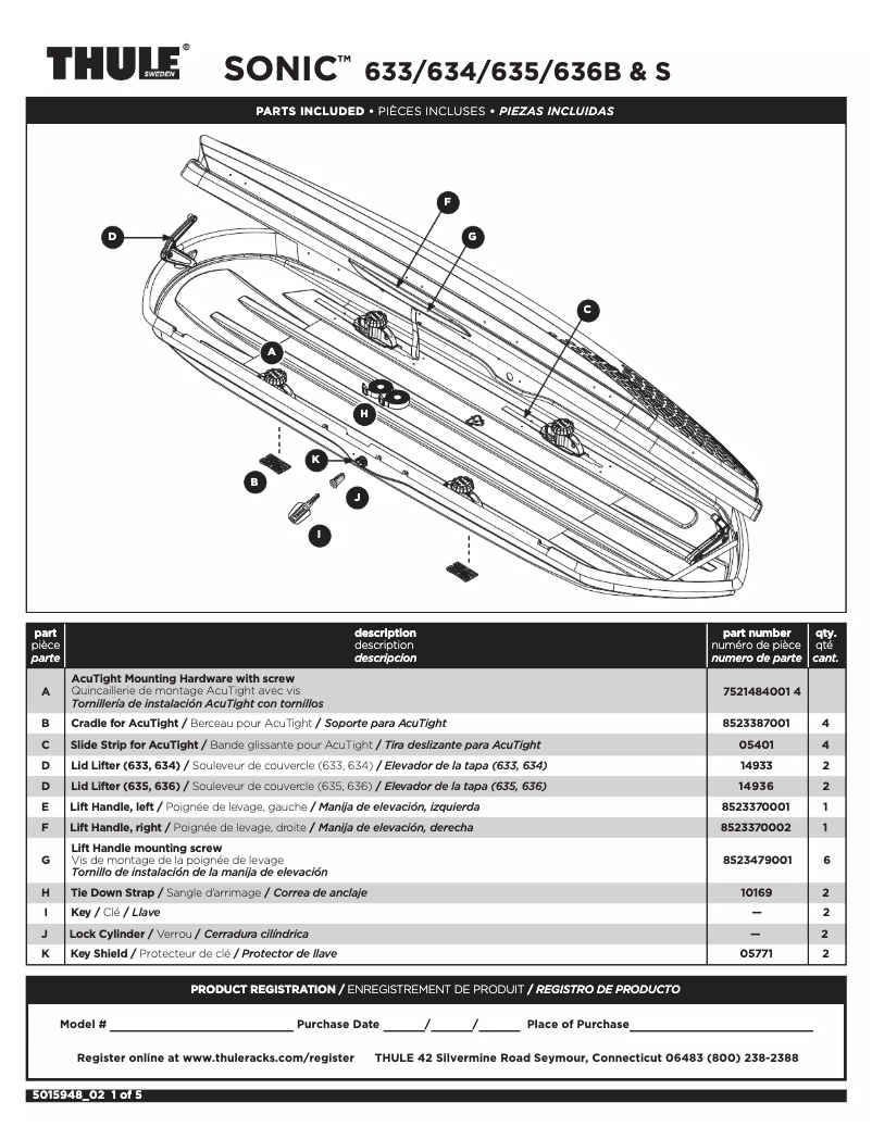 Page 1 of the manual User Manual Thule Sonic M