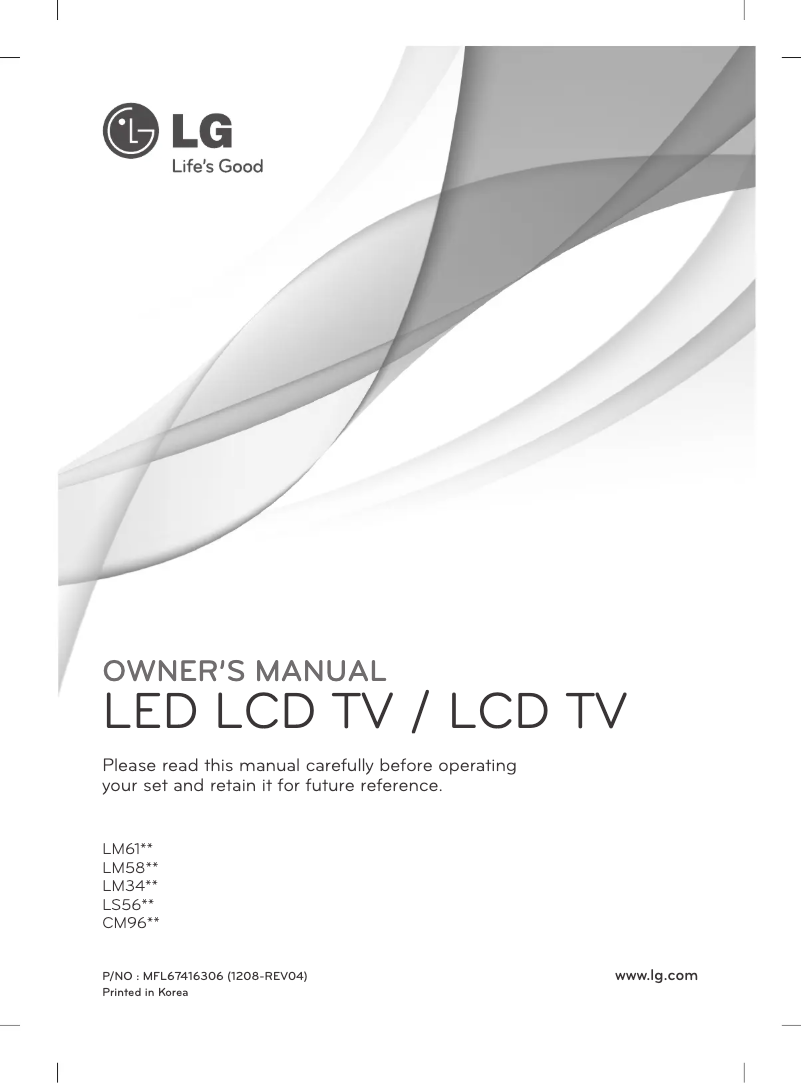 First page image of the manual for 47LM615T