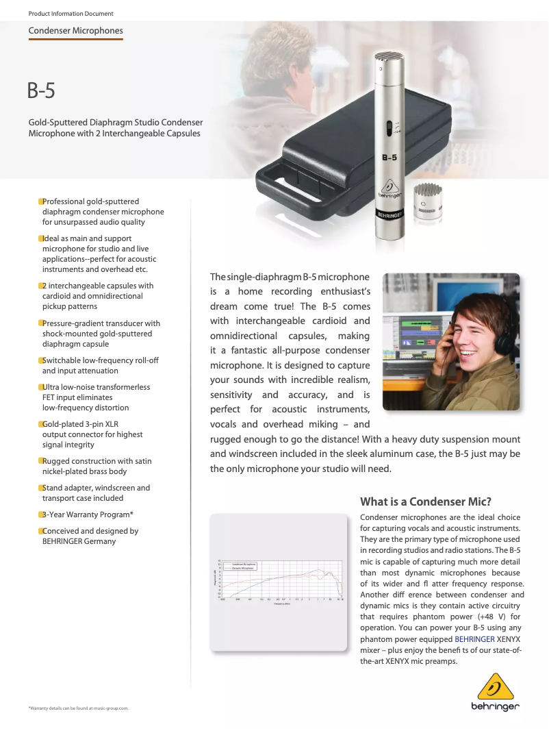 Page 1 of the manual Technical Sheet Behringer B-5