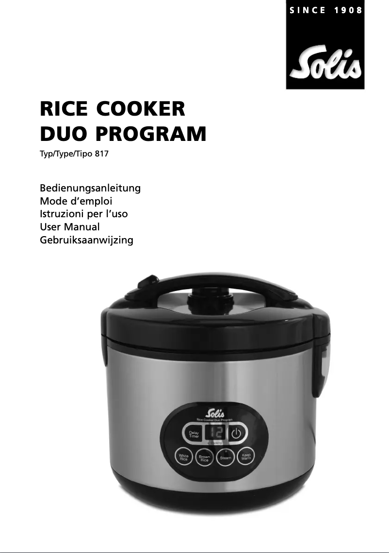 Page 1 of the manual User Manual Solis Rice Cooker Duo Program 817