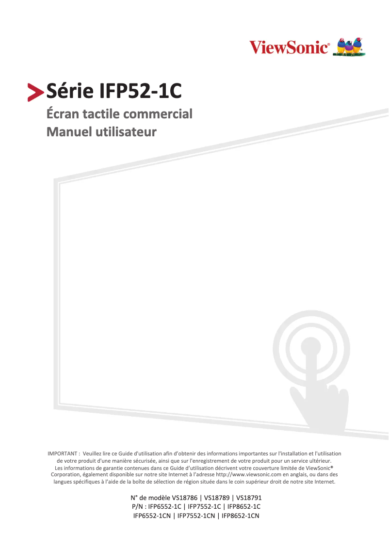 Image de la première page du manuel de l'appareil ViewBoard 7552-1C