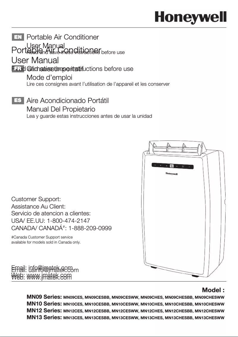 Page 1 of the manual User Manual Honeywell MN10CES