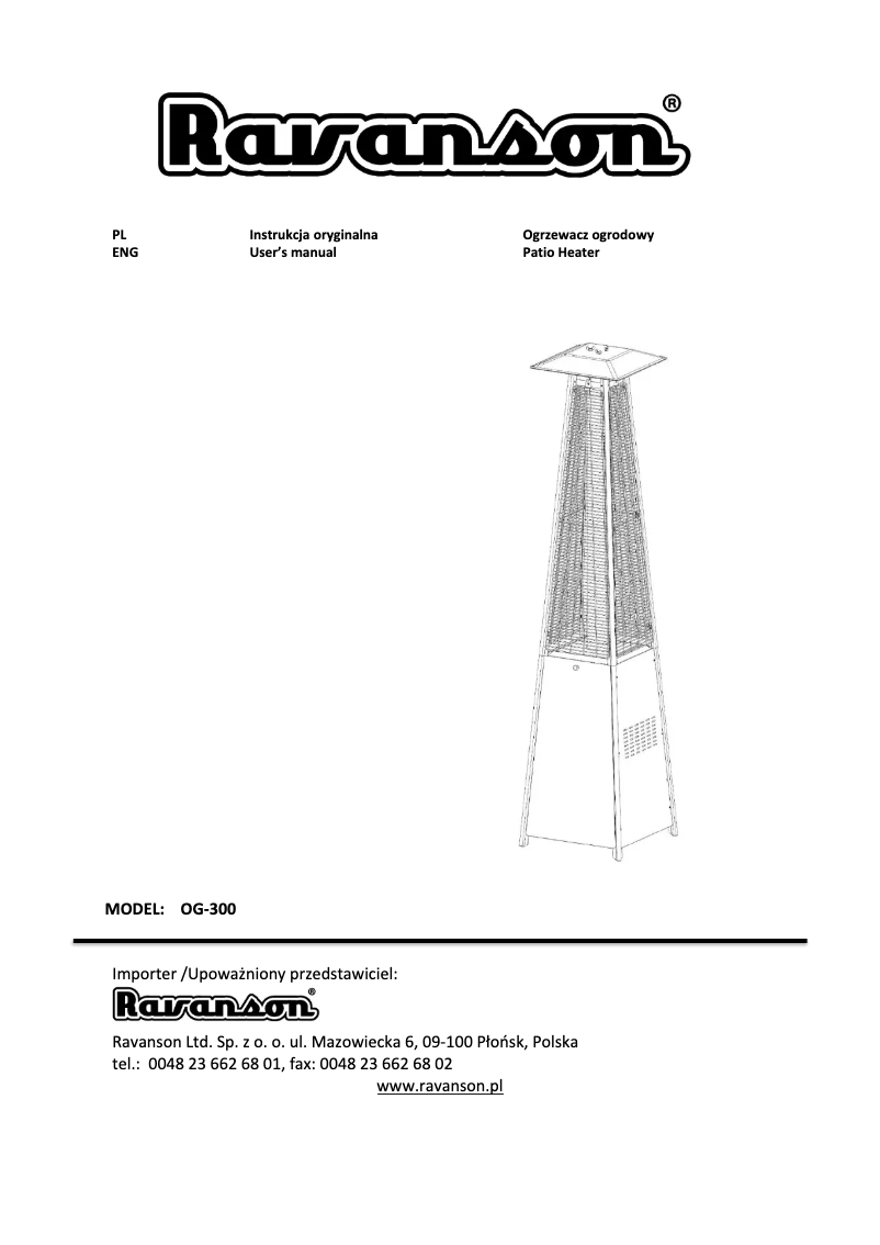 Page 1 of the manual User Manual Ravanson OG-300