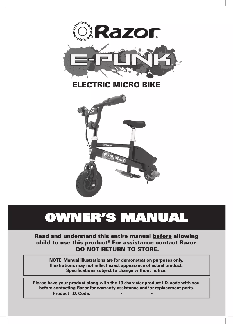 First page image of the manual for E-Punk