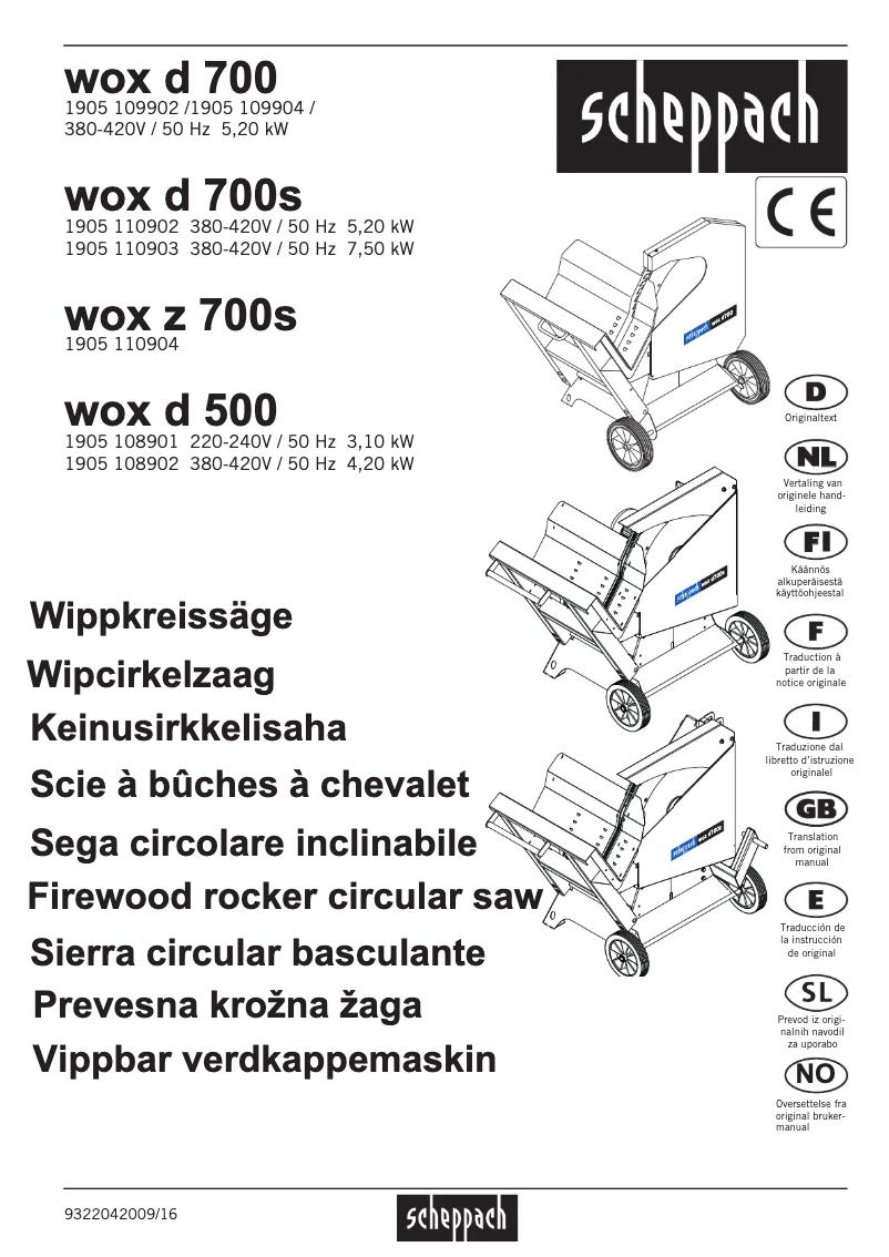 Page 1 of the manual User Manual Scheppach D700S