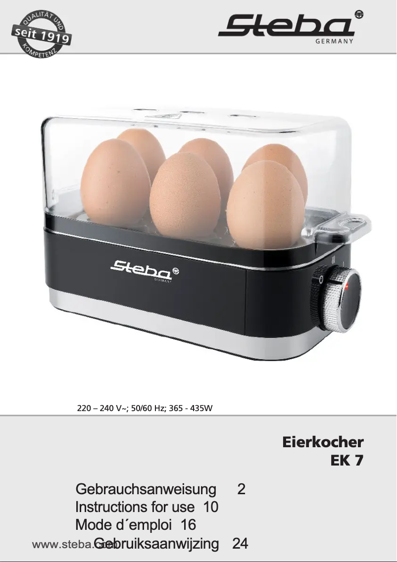 Page 1 of the manual User Manual Steba EK 7