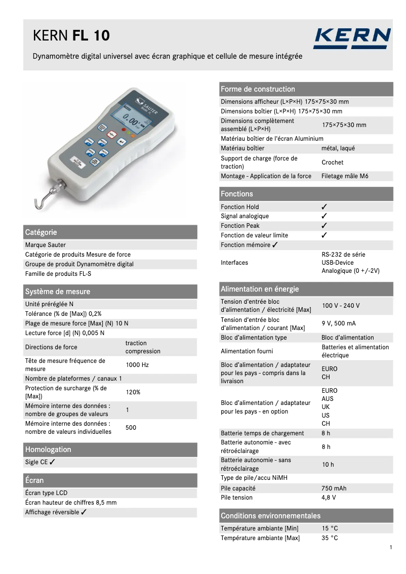 First page image of the manual for FL 10