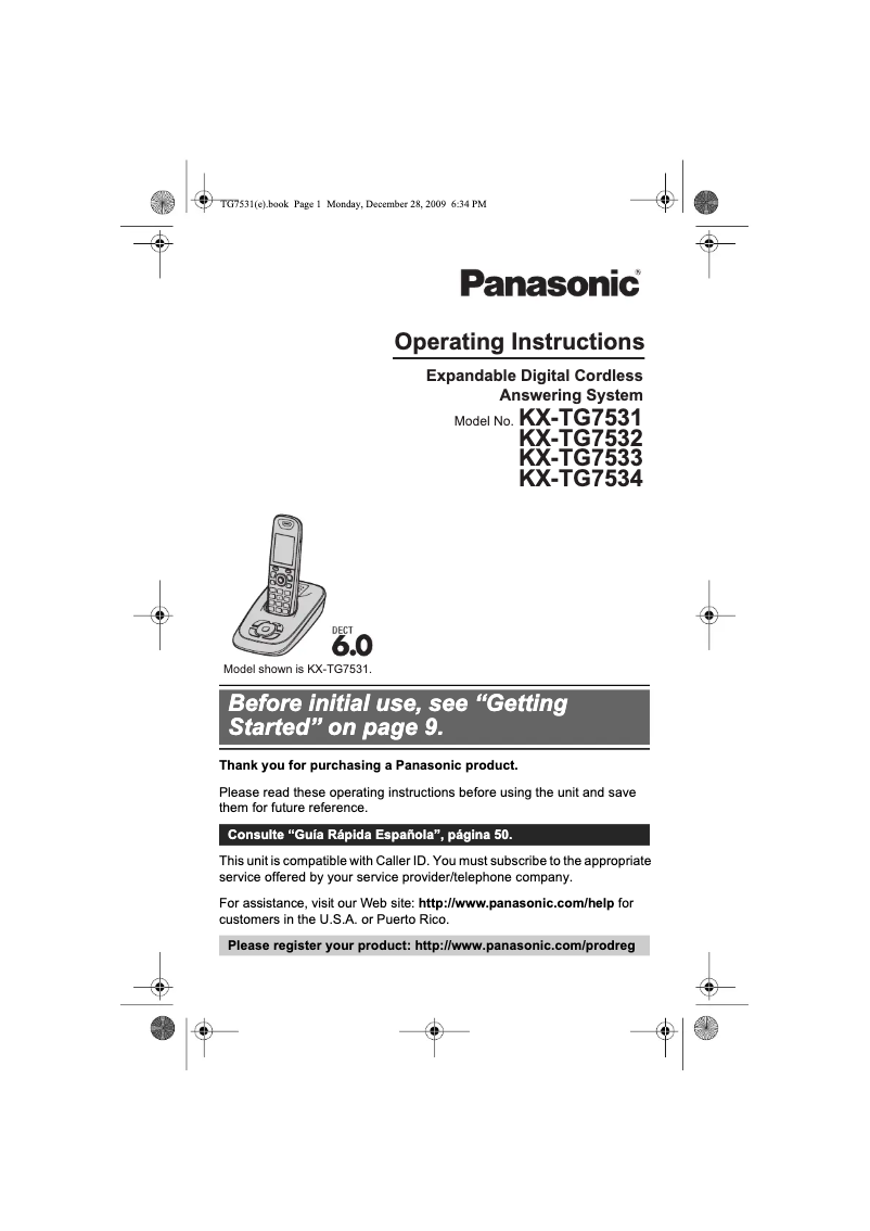 Page 1 of the manual User Manual Panasonic KX-TG7534