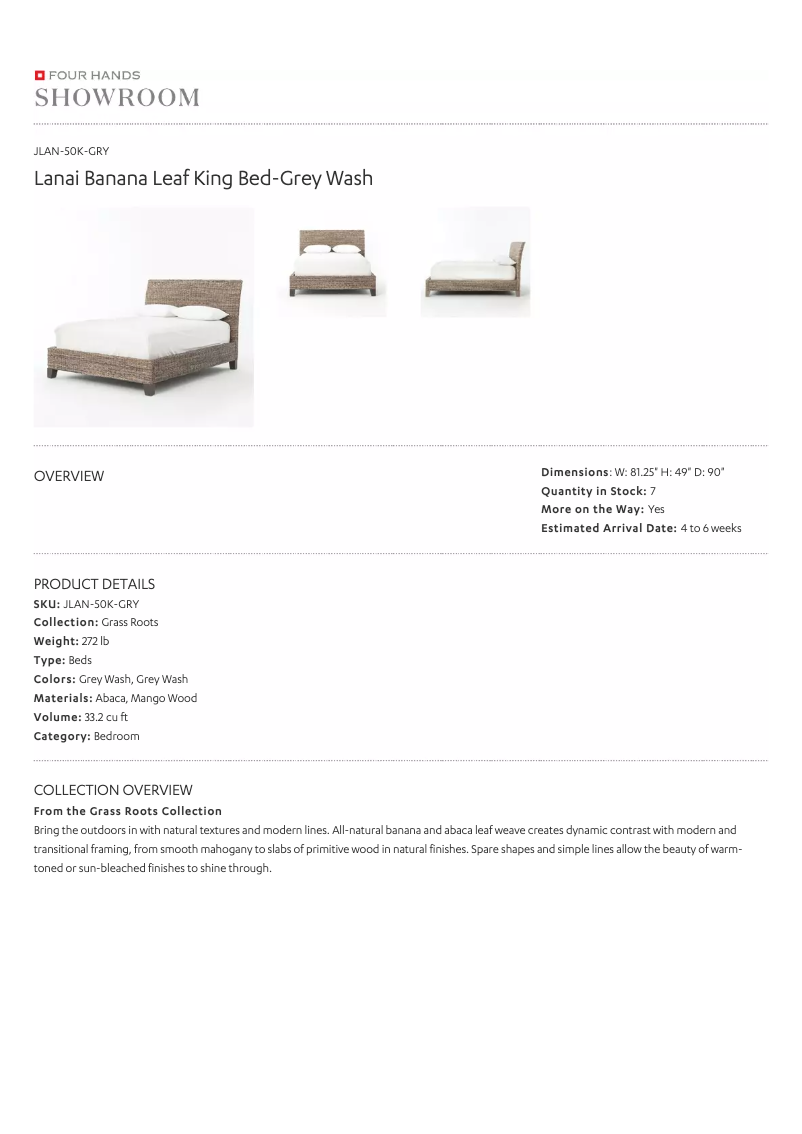 Page 1 of the manual User Manual Four Hands JLAN-50K-GRY