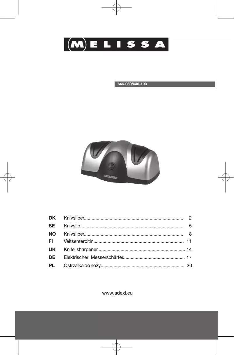 First page image of the manual for 646-103