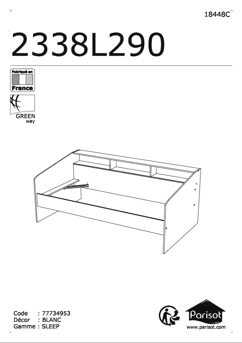 First page image of the manual for Sleep Storage 2338L290