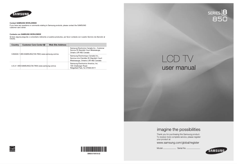 Page 1 of the manual User Manual Samsung LN46A860