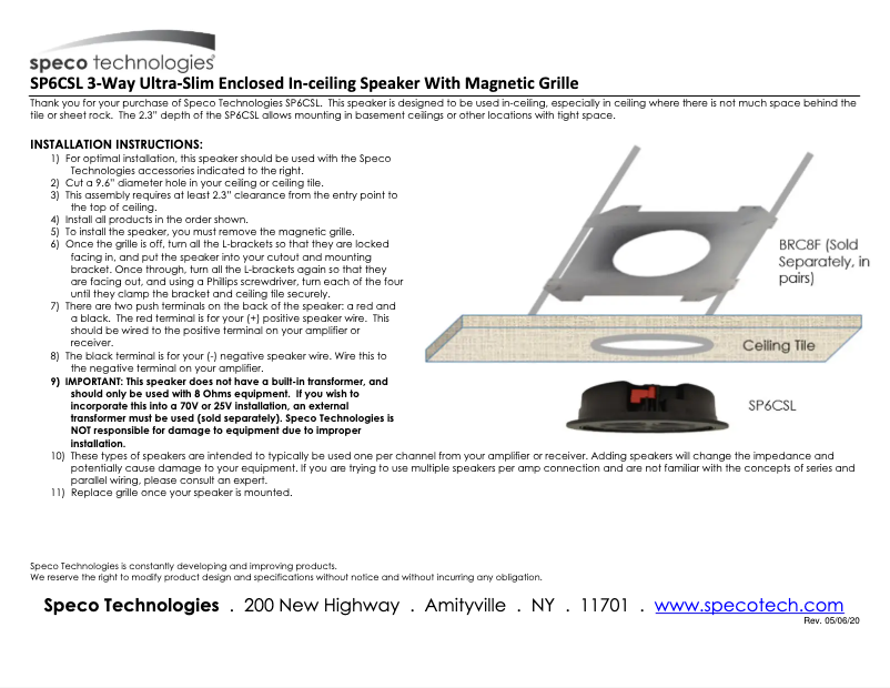 First page image of the manual for SP6CSL