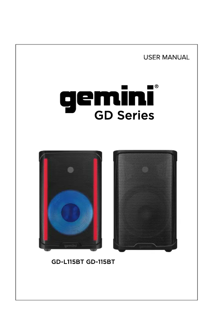 Page 1 of the manual User Manual Gemini GD-L115BT
