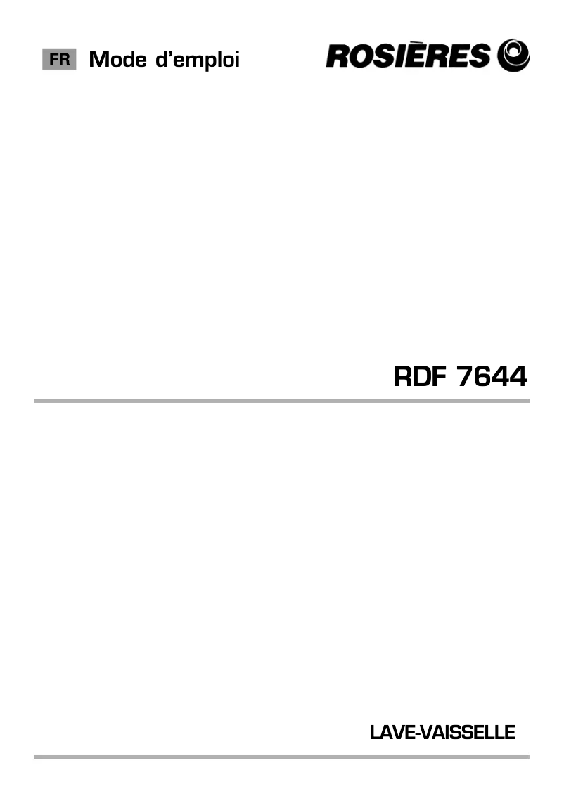 First page image of the manual for RDF 7644
