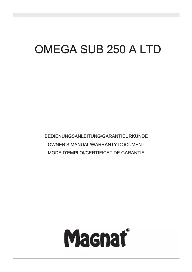 Page 1 of the manual User Manual Magnat Omega Sub 250 LTD