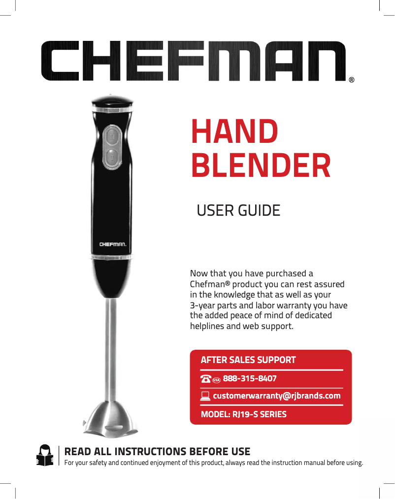 First page image of the manual for RJ19-S