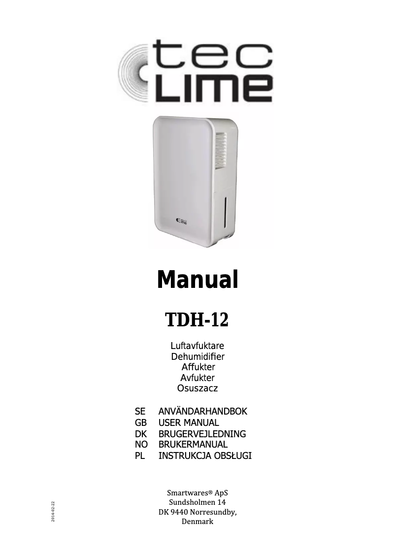 First page image of the manual for TDH-12
