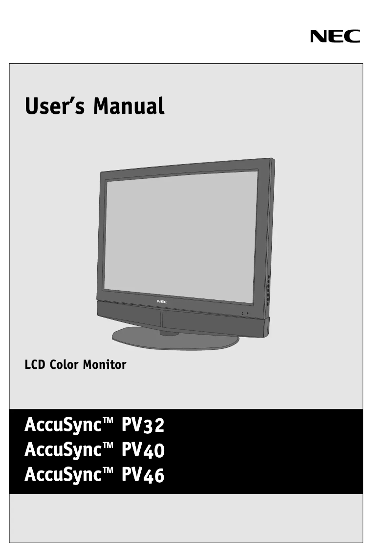 Page 1 of the manual User Manual NEC AccuSync PV46