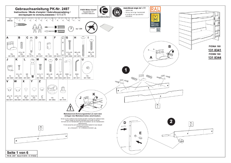 Page 1 of the manual User Manual Paidi Fiona