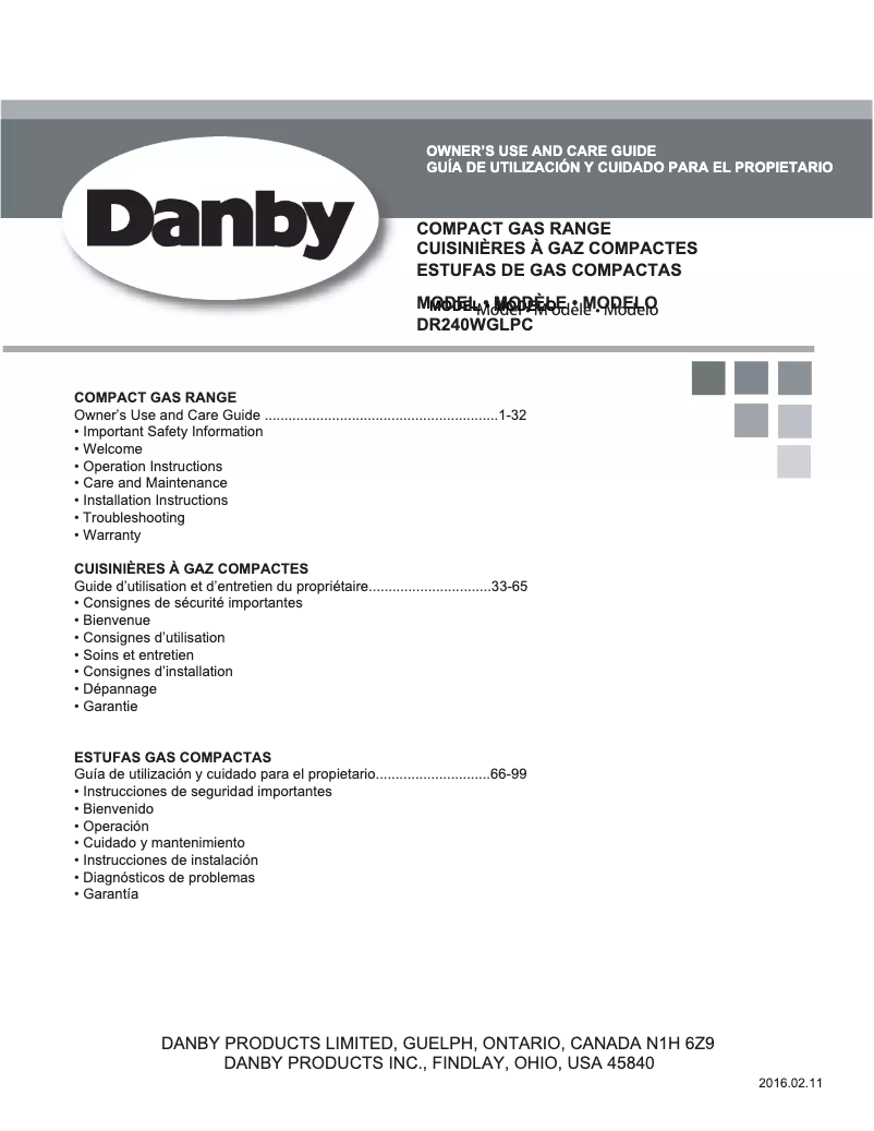 First page image of the manual for DR240WGLPC