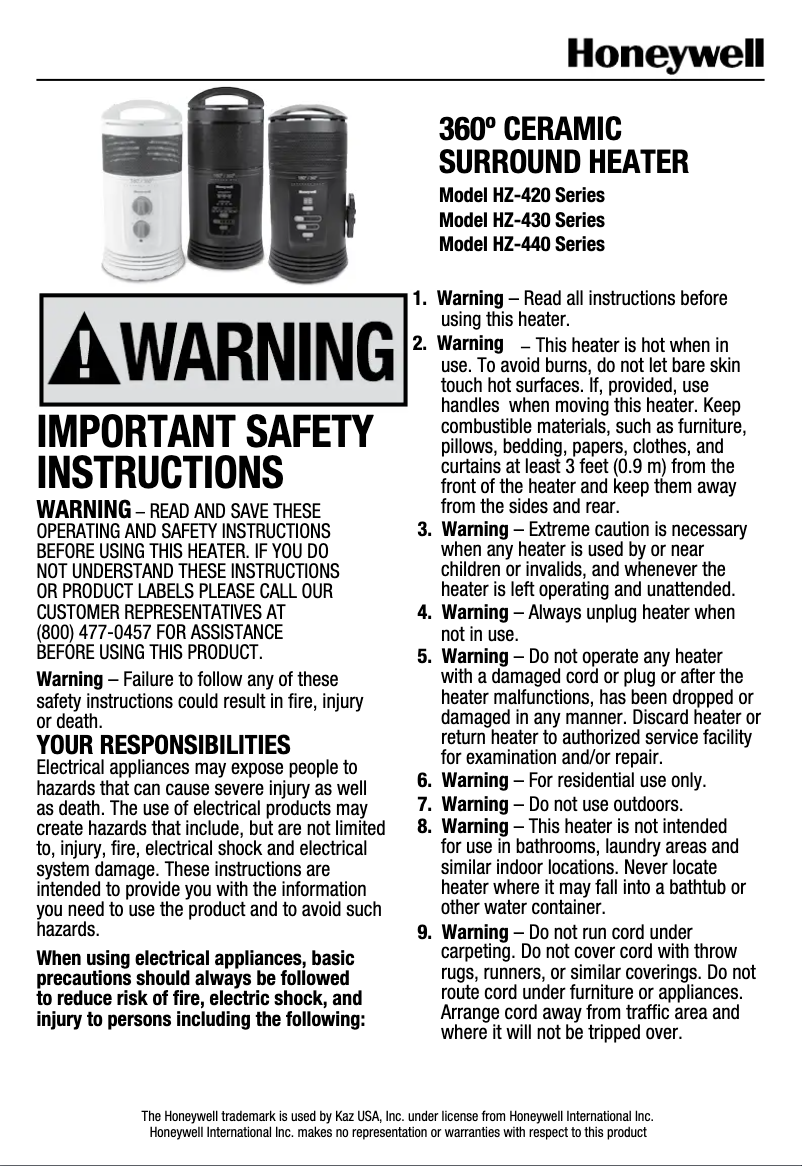 First page image of the manual for EnergySmart HZ-435