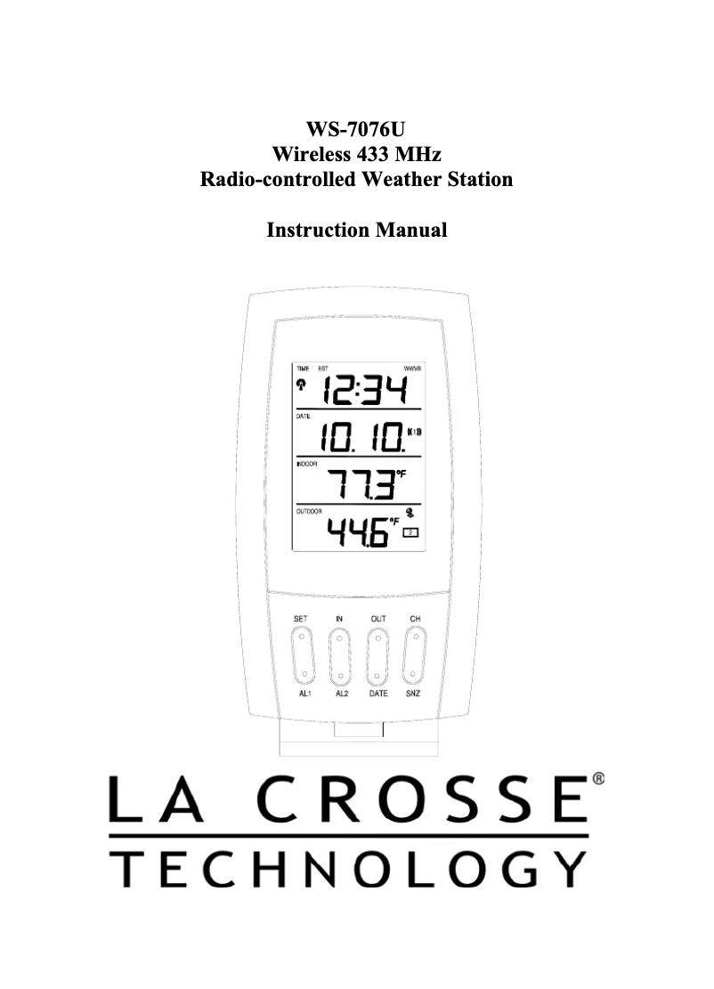 First page image of the manual for WS-7076U