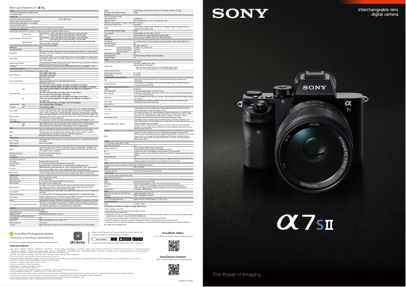 Page 1 of the manual Brochure Sony Alpha ILCE-7SM2