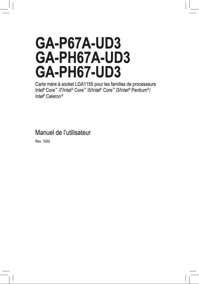 First page image of the manual for GA-P67A-UD3