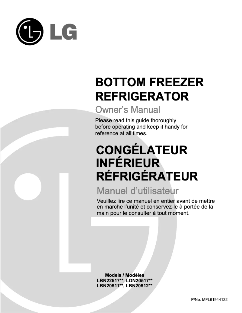 First page image of the manual for LDN20517WW