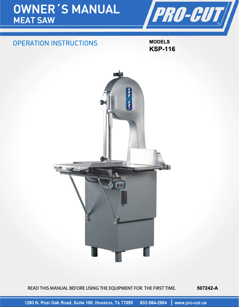Page 1 of the manual User Manual Pro-Cut KSP-116