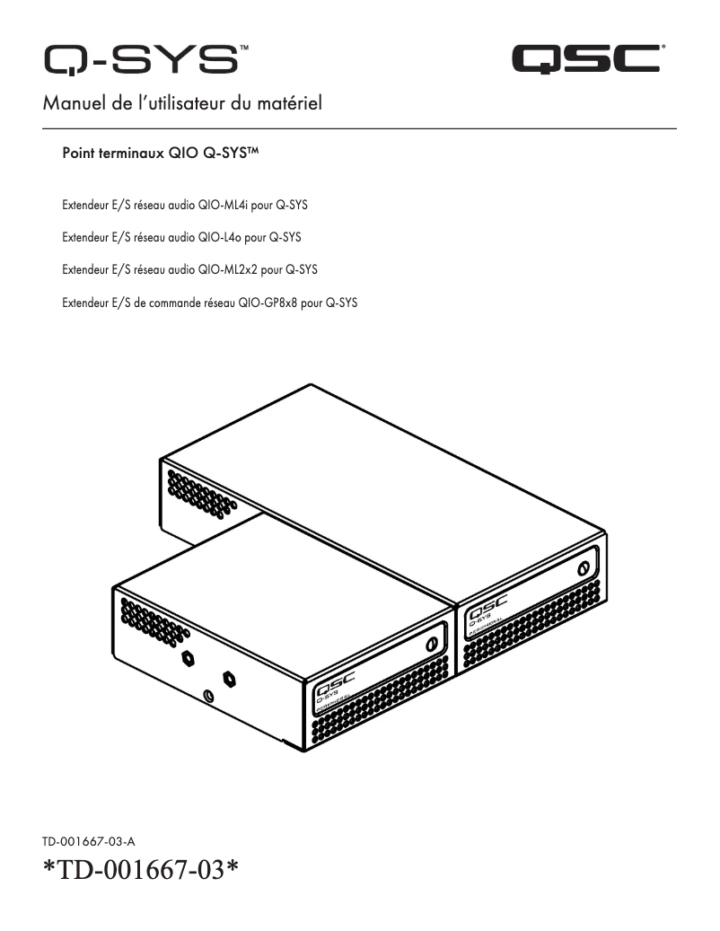 Page 1 of the manual User Manual QSC QIO-IR1x4