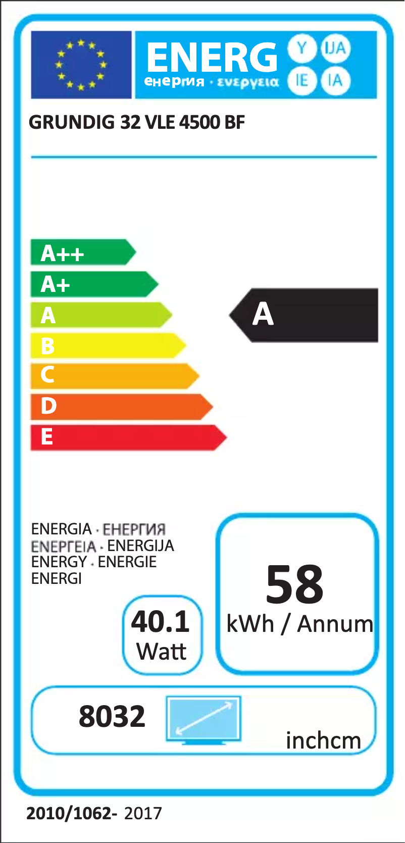 First page image of the manual for 32 VLE 4500 BF
