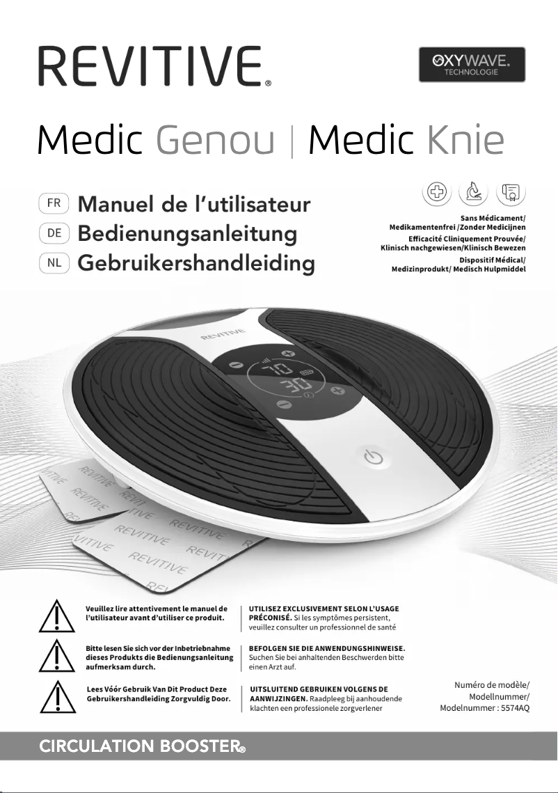 Page 1 of the manual User Manual Revitive Medic Genou