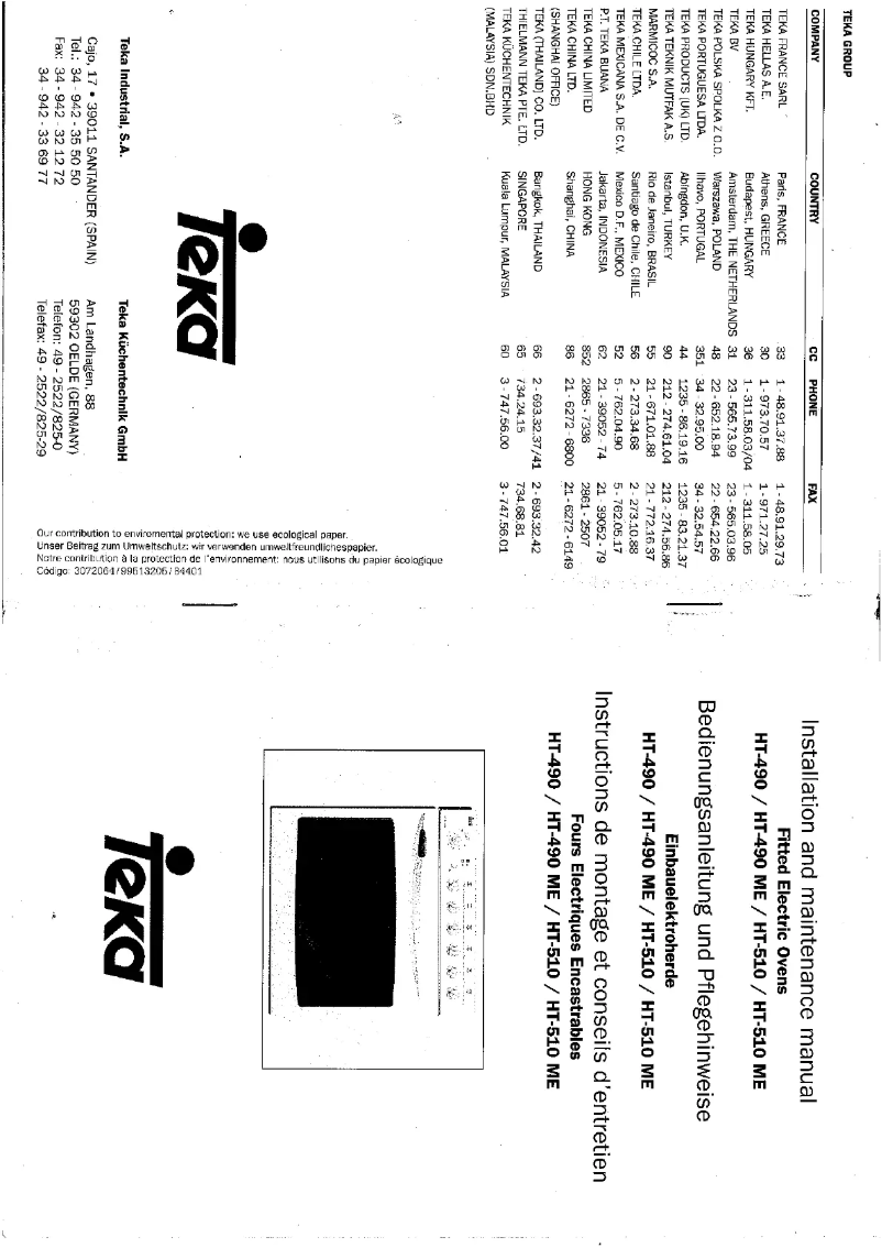 Image de la première page du manuel de l'appareil HT-490 ME