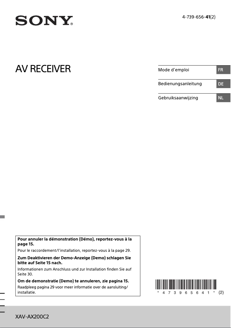 Page 1 of the manual User Manual Sony XAV-AX200C2