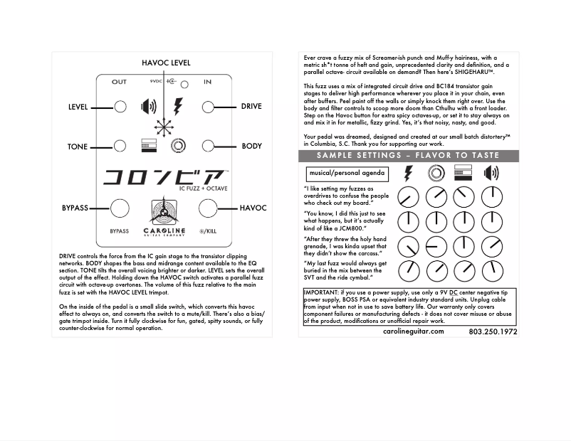 Page 1 of the manual User Manual Caroline Shigeharu