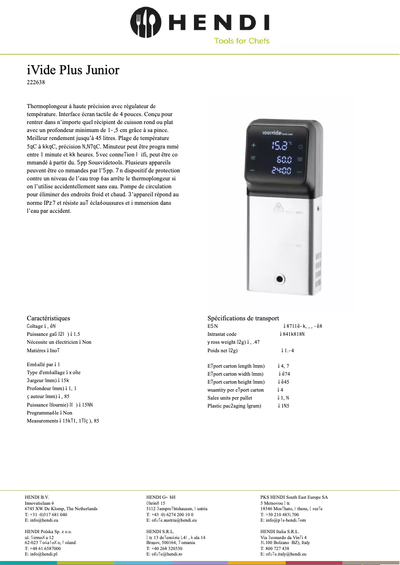 Page 1 of the manual Technical Sheet SousVideTools 222638