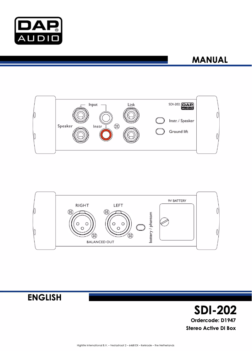 Page 1 of the manual User Manual DAP-Audio SDI-202