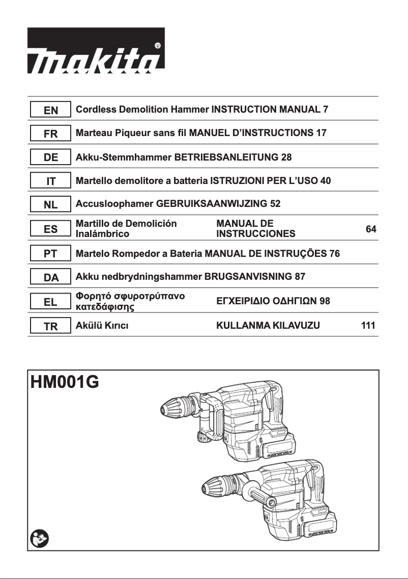 Page 1 of the manual User Manual Makita HM001GZ04