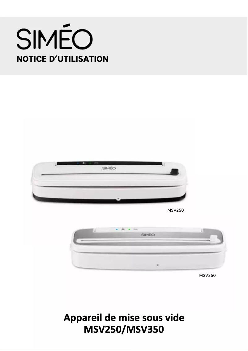 Image de la première page du manuel de l'appareil MSV350