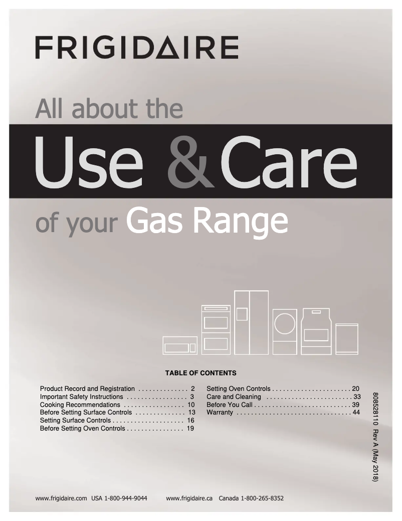 Page 1 of the manual User Manual Frigidaire FGGF3036TW