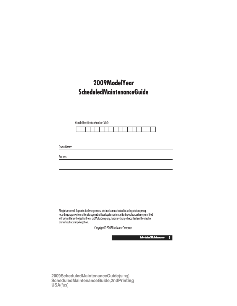 Page 1 of the manual Use and Maintenance Manual Ford Low Cab Forward (2009)