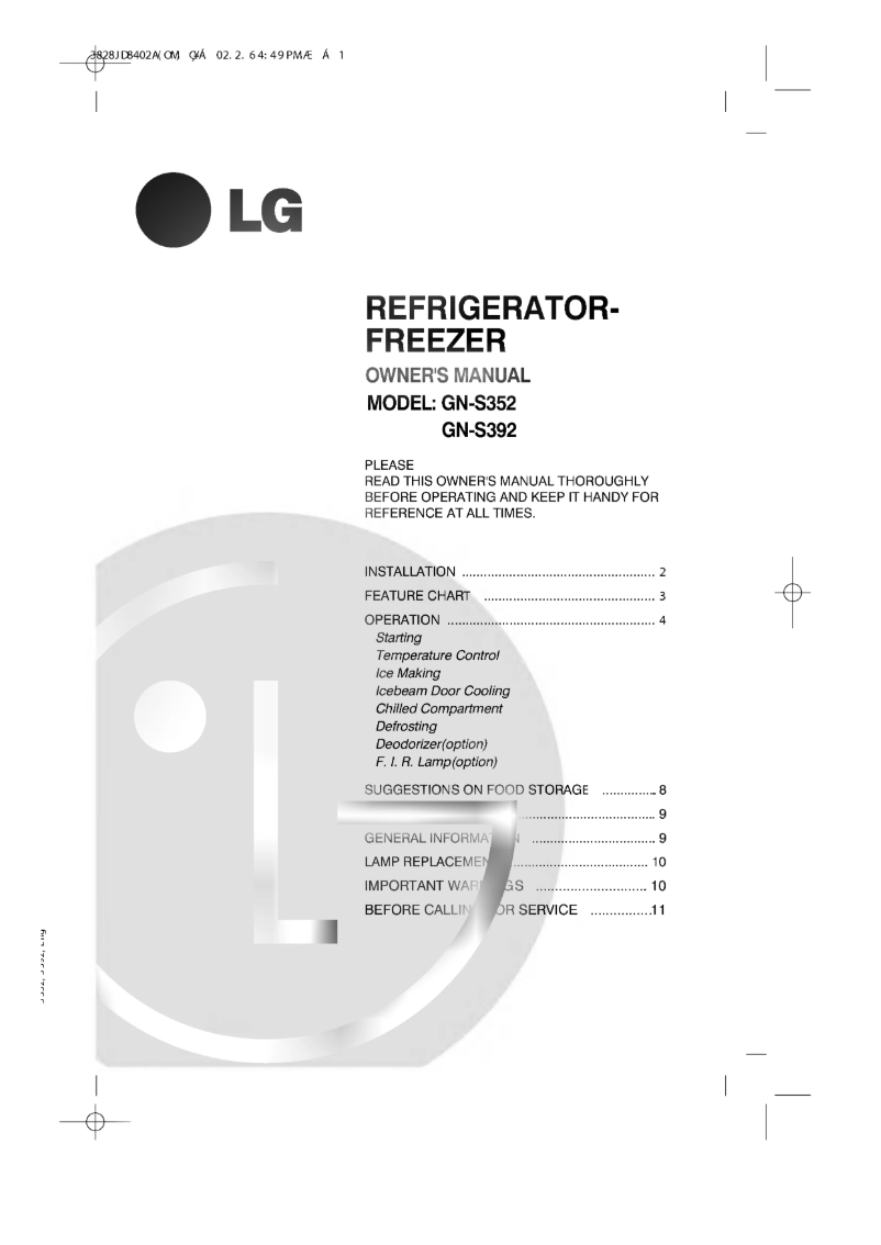 First page image of the manual for GN-S392QLC