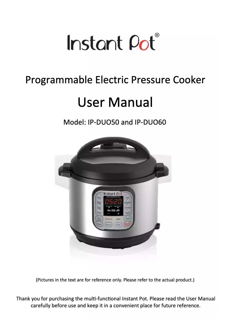 Page 1 of the manual User Manual Instant Pot IP-DUO50